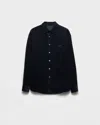 Prada Men's Cashmere And Cotton Corduroy Snap-front Overshirt In Blue