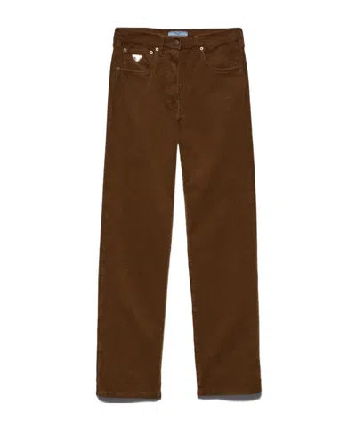 Prada Corduroy Straight-leg Trousers In Brown