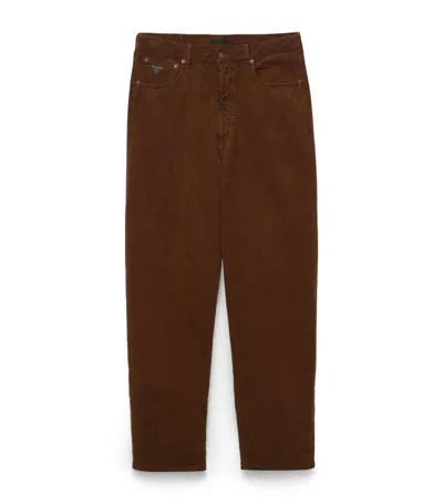 Prada Corduroy Wide-leg Trousers In Brown
