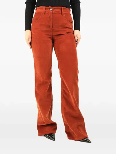 Pre-owned Prada Corduroy Wide-leg Trousers In Orange