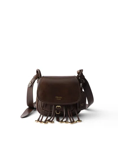 Prada Corsaire Aged Leather Mini Shoulder Bag In Brown