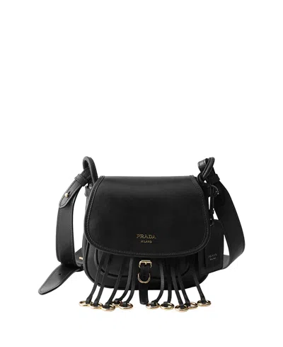 Prada Corsaire Mini Aged Leather Shoulder Bag In Animal Print