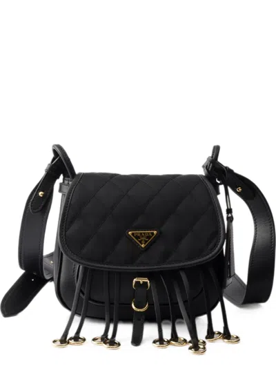 Prada Corsaire Re-nylon And Leather Mini Shoulder Bag In Black