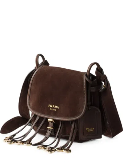 Prada Corsaire Suede Mini Shoulder Bag In Brown
