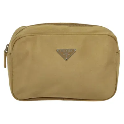 Pre-owned Prada Cosmetic Pouch Beige Silk Clutch Bag ()