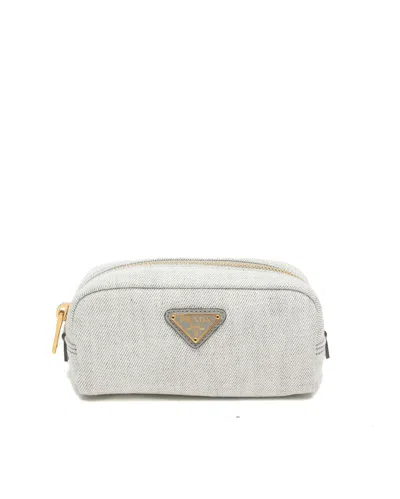 Pre-owned Prada Cosmetic Pouch In Grey