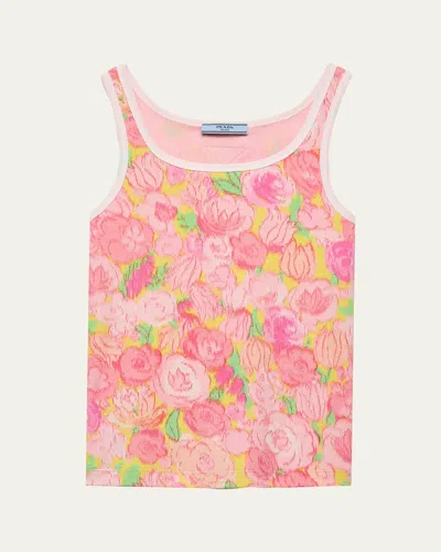Prada Costina Floral-print Tank Top In Multi