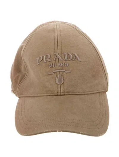 Pre-owned Prada Cotton Adjustable Baseball Cap In Brown