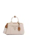 Prada Cotton And Linen Tote Bag In Beige