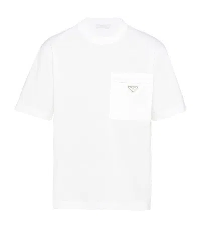 Prada Re-nylon And Jersey T-shirt In White