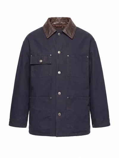 Prada Cotton And Re-nylon Down Jacket In Blue