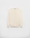 Prada Silk-cotton Double Crewneck Cardigan In Neutral