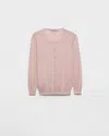 Prada Silk-cotton Double Crewneck Cardigan In Pink