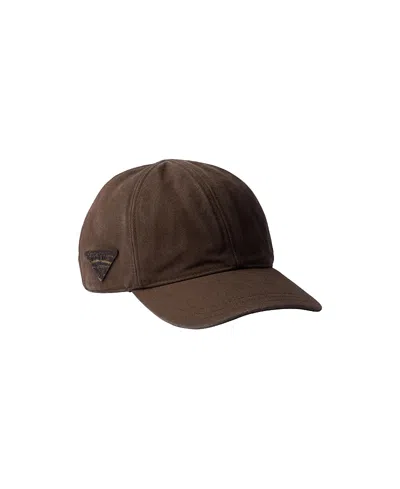 Prada Cotton Baseball Cap In Brown