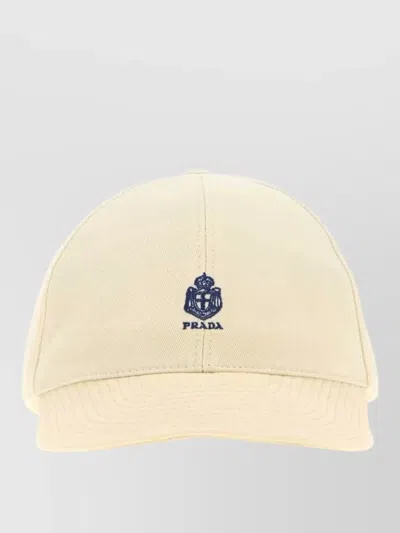 Prada Beige Cream Cotton Textured Baseball Cap In Neutral
