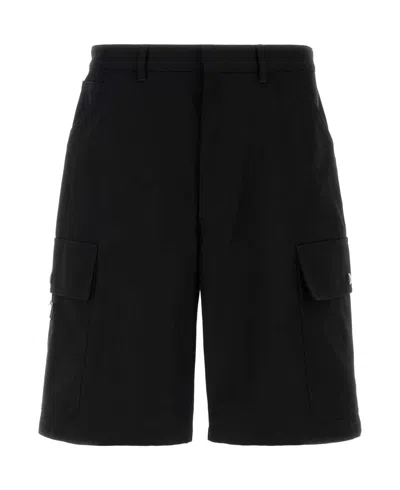 Prada Cotton Bermuda Shorts In Black