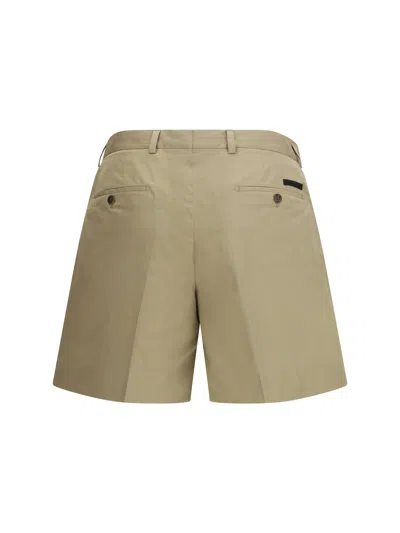 Prada Cotton Bermuda Shorts In Beige