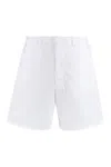 Prada Men White Oxford Bermuda Shorts In Bianco