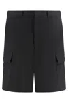 Prada Tailored Black Trousers With Cargo Pockets And Textured Finish In Black