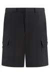 Prada Tailored Black Trousers With Cargo Pockets And Textured Finish In Black