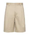 Prada Mens Neutral Bermuda Brand-plaque Cotton Shorts In Brown