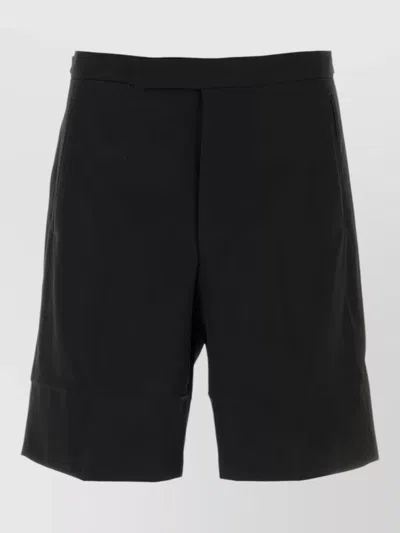 Prada Cotton Bermuda Shorts Straight Cut Cuffed Hem In Black