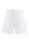 Prada Logo-patch Poplin Shorts In White