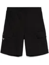 Prada Tailored Black Trousers With Cargo Pockets And Textured Finish In Black