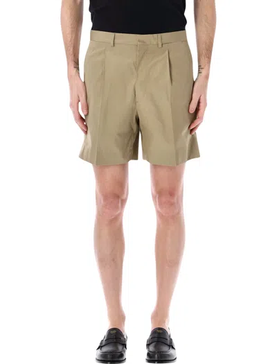 Prada Cotton Bermudas In Mastice