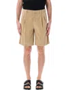 Prada Beige Gabardine Bermuda Shorts In Neutral