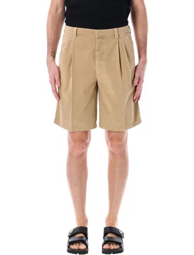 Prada Beige Gabardine Bermuda Shorts In Neutral