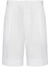 Prada Logo Terry Cloth Shorts In Weiss