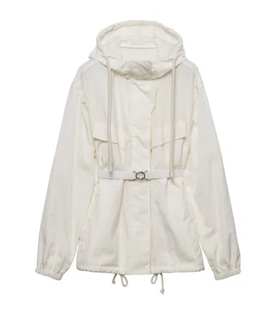Prada Cotton-blend Belted Jacket In Neutral