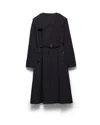 Prada Cotton Blend Coat In Black