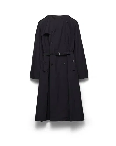 Prada Cotton Blend Coat In Black