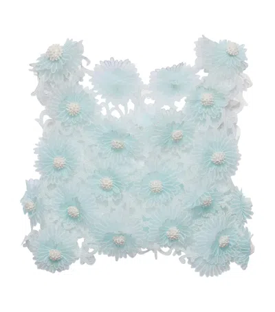 Prada Guipure Top With Dahlia Embroidery In Chlorophyll Green