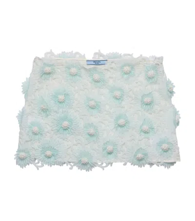 Prada Floral Guipure Lace Miniskirt In Chlorophyll Green