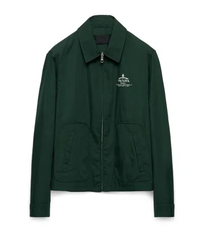 Prada Logo Print Zip Jacket In Green