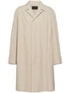 Prada Cotton-blend Overcoat Clothing In Neutral