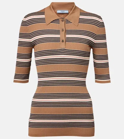 Prada Cotton-blend Polo Sweater In Multi