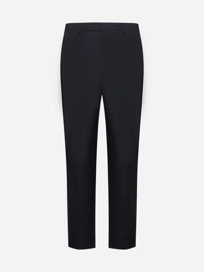 Prada Cotton-blend Slim-fit Trousers In Black