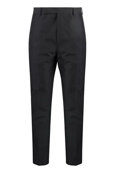 Prada Cotton Blend Trousers In Black