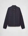 Prada Cotton Blouson With Contrasting Stitching In Blue