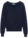 Prada Cotton Boat Neck Sweater In Blue