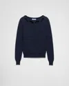 Prada Pullover Aus Baumwolle Mit U-boot-ausschnitt In Blau