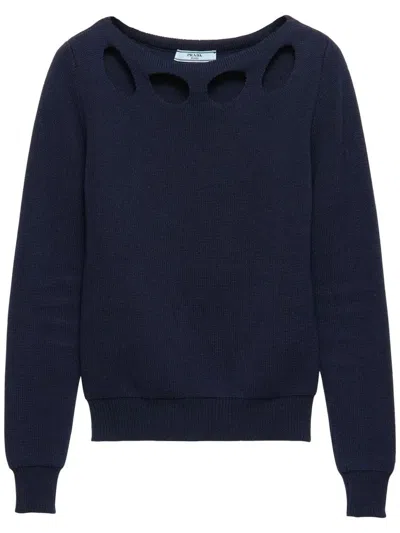 PRADA COTTON BOAT NECK SWEATER