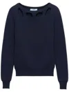 Prada Pullover Aus Baumwolle Mit U-boot-ausschnitt In Blue