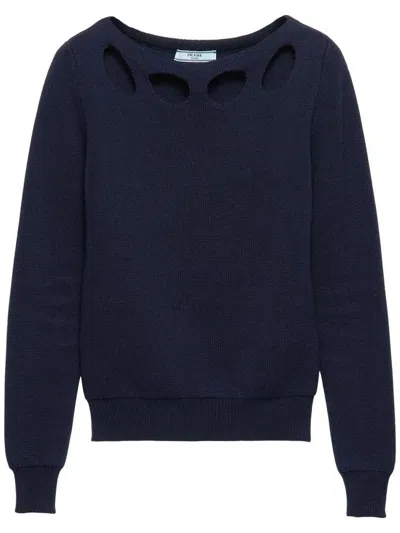 PRADA PRADA COTTON BOAT NECK SWEATER CLOTHING