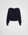 Prada Maglia Scollo Barca In Cotone In Navy