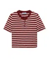 Prada Embroidered Terry Fabric Polo Shirt In Amaranth/natural